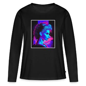 Vaporwave Griechische Mythologie Gott Neon Olymp - Frauen Premium Bio Langarmshirt - Schwarz - Vorne - Julia (174cm)