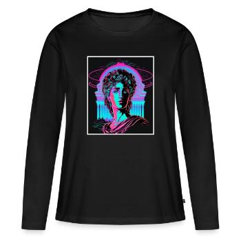 Vaporwave Griechische Mythologie Gott Neon Olymp - Frauen Premium Bio Langarmshirt - Schwarz - Vorne - Julia (174cm)