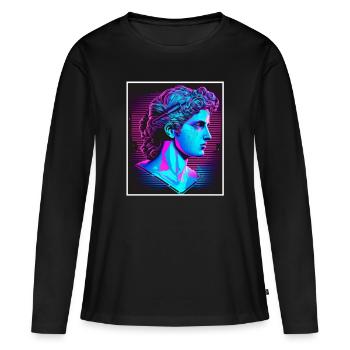Vaporwave Griechische Mythologie Gott Neon Olymp - Frauen Premium Bio Langarmshirt - Schwarz - Vorne - Julia (174cm)