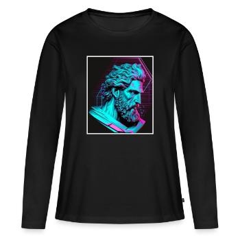 Vaporwave Mythologie grecque Dieu Neon Olympus - T-shirt manches longues Premium bio Femme - noir - Devant - Julia (174cm)