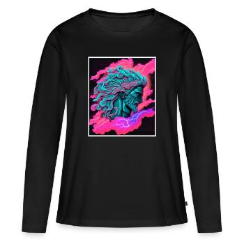 Vaporwave Mythologie grecque Dieu Neon Olympus - T-shirt manches longues Premium bio Femme - noir - Devant - Julia (174cm)