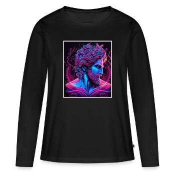 Vaporwave Griechische Mythologie Gott Neon Olymp - Frauen Premium Bio Langarmshirt - Schwarz - Vorne - Julia (174cm)