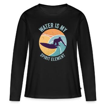 Water Wave Spirit Element Ocean Surfer - Women's Premium Organic Long Sleeve Shirt - black - Front - Julia (174cm)
