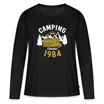 Birthday: Camping since February 1984 Motorhome - Women's Premium Organic Long Sleeve Shirt - black - Front - Julia (174cm)
