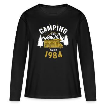Birthday: Camping since March 1984 Motorhome - Women's Premium Organic Long Sleeve Shirt - black - Front - Julia (174cm)