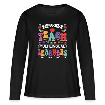 ESL-Lehrer Englisch Mehrsprachiger Lehrer für - Frauen Premium Bio Langarmshirt - Schwarz - Vorne - Julia (174cm)