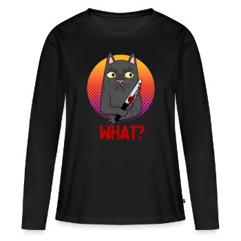 Drôle Innocent Meurtre Chat Effrayant - T-shirt manches longues Premium bio Femme - noir - Devant - Julia (174cm)