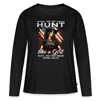 Oui, je chasse comme une fille - Buck Deer Hunting - T-shirt manches longues Premium bio Femme - noir - Devant - Julia (174cm)