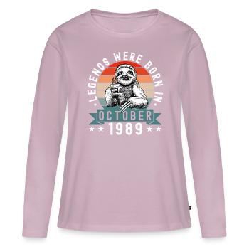 Legends Were Born In October 1989 Sloth Sloth - Women's Premium Organic Long Sleeve Shirt - dusky pink - Front - Julia (174cm)