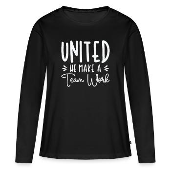 Unité entre les employés Travail de bureau - T-shirt manches longues Premium bio Femme - noir - Devant - Julia (174cm)