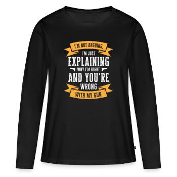 Armes Amateurs d’armes Propriétaires d’armes à feu Tir - T-shirt manches longues Premium bio Femme - noir - Devant - Julia (174cm)