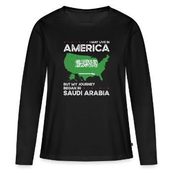 Geborener Saudi-Araber Saudi-Arabien Amerikaner - Frauen Premium Bio Langarmshirt - Schwarz - Vorne - Julia (174cm)