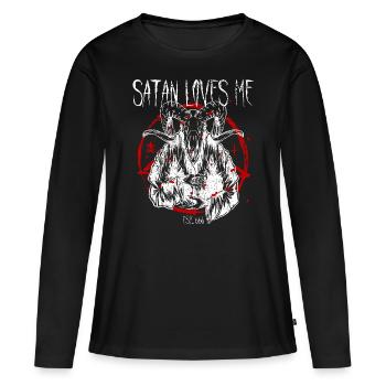 Satanisme Baphomet sataniste - T-shirt manches longues Premium bio Femme - noir - Devant - Julia (174cm)