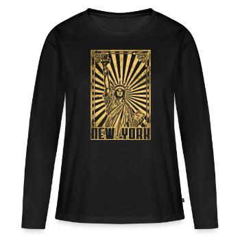 New York Freiheitsstatue - Frauen Premium Bio Langarmshirt - Schwarz - Vorne - Julia (174cm)