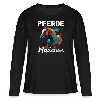 Pferdemädchen - Reiter - Westernreiter - Frauen Premium Bio Langarmshirt - Schwarz - Vorne - Julia (174cm)