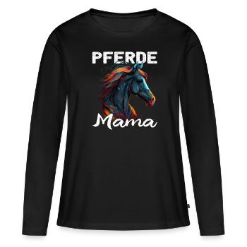 Pferdemama Pferdemädchen - Reiter - Westernreiter - Frauen Premium Bio Langarmshirt - Schwarz - Vorne - Julia (174cm)