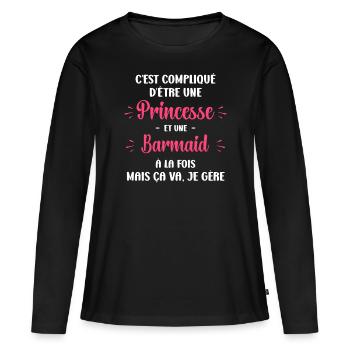 C'est compliqué d'être une princesse et une Barmai - T-shirt manches longues Premium bio Femme - noir - Devant - Julia (174cm)