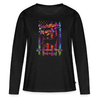 Teckel - Amoureux des chiens - Propriétaires de chiens - T-shirt manches longues Premium bio Femme - noir - Devant - Julia (174cm)