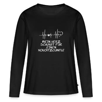 Mein Herz schlägt für einen Xoloitzcuintle - Frauen Premium Bio Langarmshirt - Schwarz - Vorne - Julia (174cm)