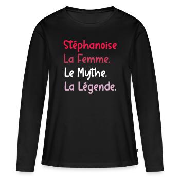 La femme le mythe la légende Stéphanoise - T-shirt manches longues Premium bio Femme - noir - Devant - Julia (174cm)