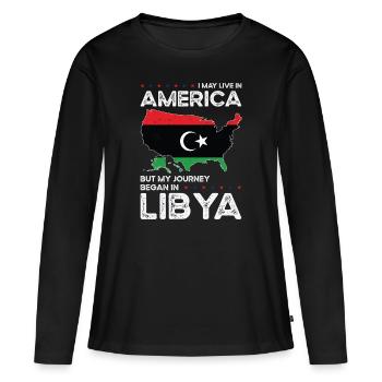 Né en Libye Libye Américains USA - T-shirt manches longues Premium bio Femme - noir - Devant - Julia (174cm)