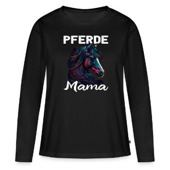 Pferdemama Pferdemädchen - Reiten - Westernreiter - Frauen Premium Bio Langarmshirt - Schwarz - Vorne - Julia (174cm)