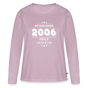 Anniversaire en juillet 2006 - juillet - T-shirt manches longues Premium bio Femme - rose poudré - Devant - Julia (174cm)