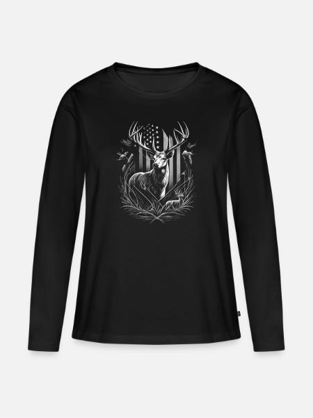 Jäger & Jägerinnen - Frauen Premium Bio Langarmshirt - Schwarz