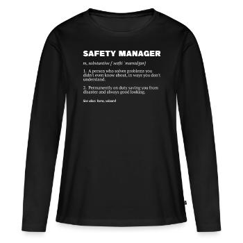 Responsable de la sécurité Agent de sécurité - T-shirt manches longues Premium bio Femme - noir - Devant - Julia (174cm)