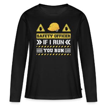 Responsable de la sécurité Agent de sécurité - T-shirt manches longues Premium bio Femme - noir - Devant - Julia (174cm)