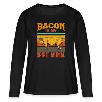 Le bacon barbecue est mon âme animal à fumer de la viande - T-shirt manches longues Premium bio Femme - noir - Devant - Julia (174cm)