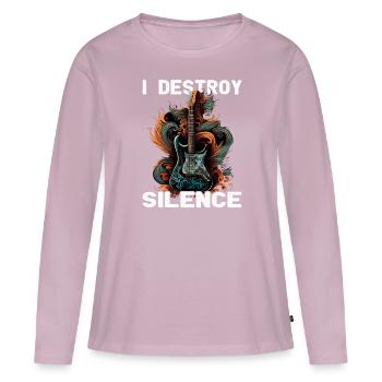I Destroy Silence - guitare - guitariste - T-shirt manches longues Premium bio Femme - rose poudré - Devant - Julia (174cm)