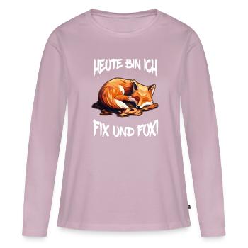 Fix und Foxi Fuchs Spruch Schlafshirt Kuscheln - Frauen Premium Bio Langarmshirt - Altrosa - Vorne - Julia (174cm)