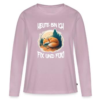 Fix und Foxi Fuchs Spruch Schlafshirt Kuscheln - Frauen Premium Bio Langarmshirt - Altrosa - Vorne - Julia (174cm)