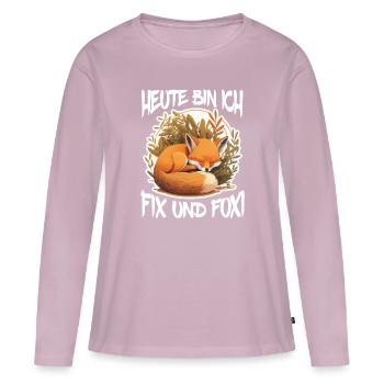 Fix und Foxi Fuchs Spruch Schlafshirt Kuscheln - Frauen Premium Bio Langarmshirt - Altrosa - Vorne - Julia (174cm)