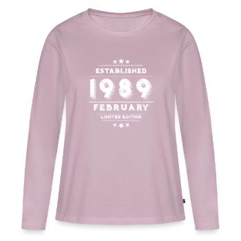 Anniversaire en février 1989 - février - T-shirt manches longues Premium bio Femme - rose poudré - Devant - Julia (174cm)