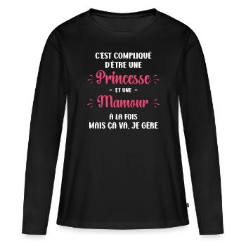 Princesse mamour - T-shirt manches longues Premium bio Femme - noir - Devant - Julia (174cm)