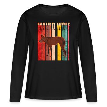 Loup à crinière - T-shirt manches longues Premium bio Femme - noir - Devant - Julia (174cm)