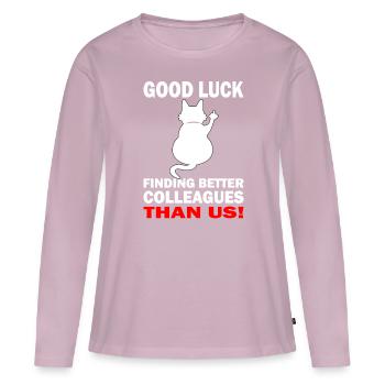 Good Luck | Abschiedsgeschenk - Jobwechsel - Frauen Premium Bio Langarmshirt - Altrosa - Vorne - Julia (174cm)