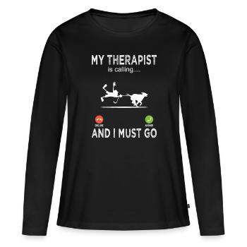 Propriétaires de chiens - Propriétaires de chiens - Amoureux des chiens - T-shirt manches longues Premium bio Femme - noir - Devant - Julia (174cm)