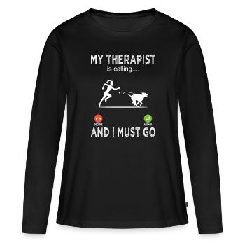 Dog owners - Dog owners - Dog lovers - Women's Premium Organic Long Sleeve Shirt - black - Front - Julia (174cm)