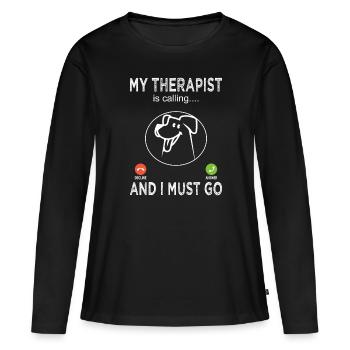 Propriétaires de chiens - Propriétaires de chiens - Amoureux des chiens - T-shirt manches longues Premium bio Femme - noir - Devant - Julia (174cm)