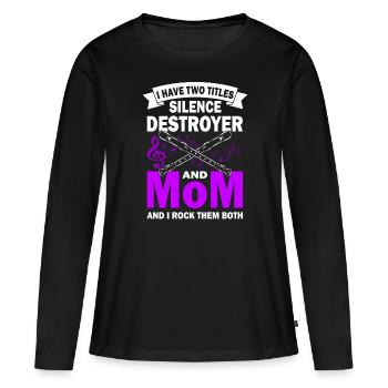 Flûte - Flûtiste Mélomanes - T-shirt manches longues Premium bio Femme - noir - Devant - Julia (174cm)