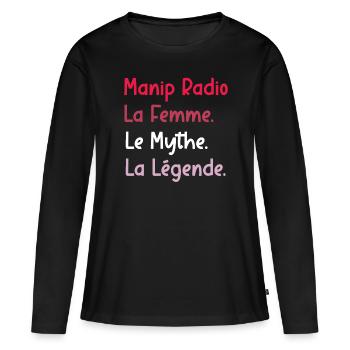 manip radio - T-shirt manches longues Premium bio Femme - noir - Devant - Julia (174cm)