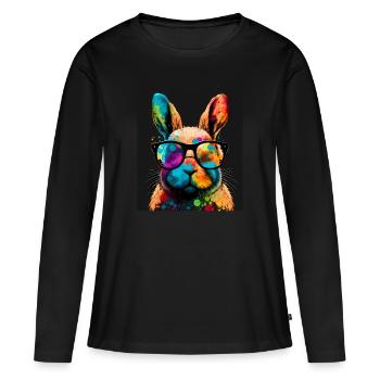 Cute Rabbit Face Rabbit Glasses Read - Women's Premium Organic Long Sleeve Shirt - black - Front - Julia (174cm)