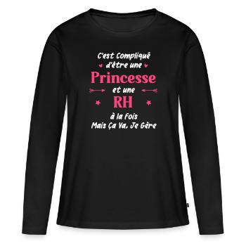 Princesse rh - T-shirt manches longues Premium bio Femme - noir - Devant - Julia (174cm)