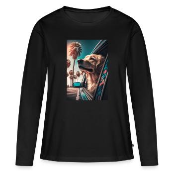 Golden Retriever Sunglasses Beach Palms - Women's Premium Organic Long Sleeve Shirt - black - Front - Julia (174cm)