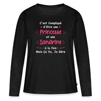 C'est compliqué d'être une princesse et sandrine - T-shirt manches longues Premium bio Femme - noir - Devant - Julia (174cm)