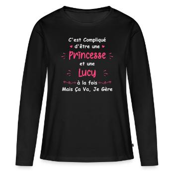 C'est compliqué d'être une princesse et lucy - T-shirt manches longues Premium bio Femme - noir - Devant - Julia (174cm)