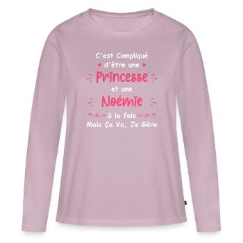 C'est compliqué d'être une princesse et noémie - T-shirt manches longues Premium bio Femme - rose poudré - Devant - Julia (174cm)